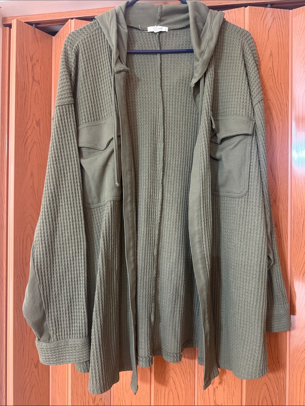 Maurices Olive Green Waffle-Knit Hooded Utility Jacket
